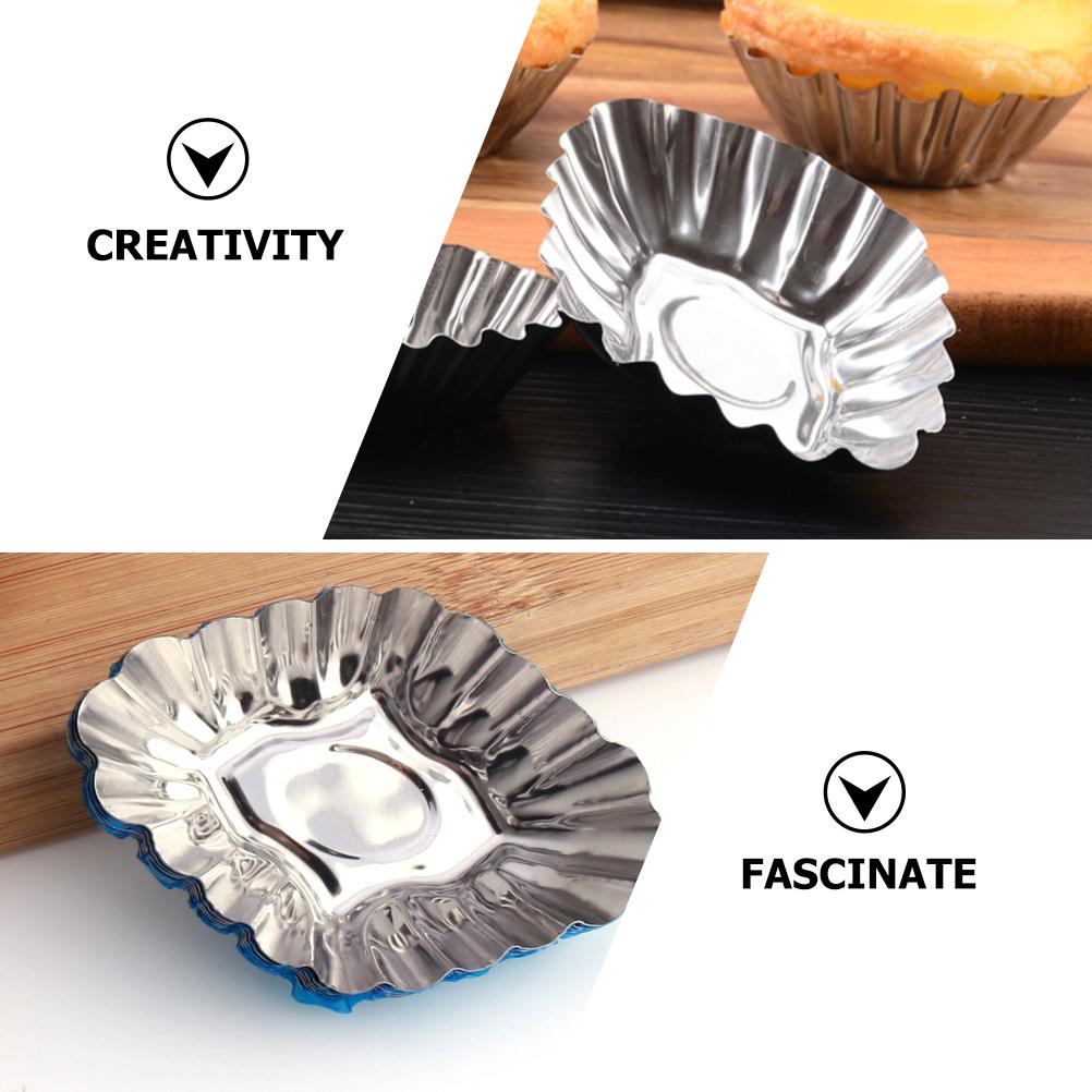 6 Pcs Stainless Steel Egg Tart Mold Baking Molds Convenient Jelly Household Multi-function Pudding Cupcake Mini