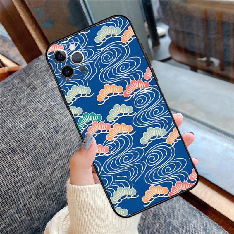 

Чехол для телефона с цветочным узором в японском стиле для iPhone 16 14 13 12 11 15 Pro Max 12 13 mini XR 15 16 Plus 16e Защитный корпус iPhone 16e