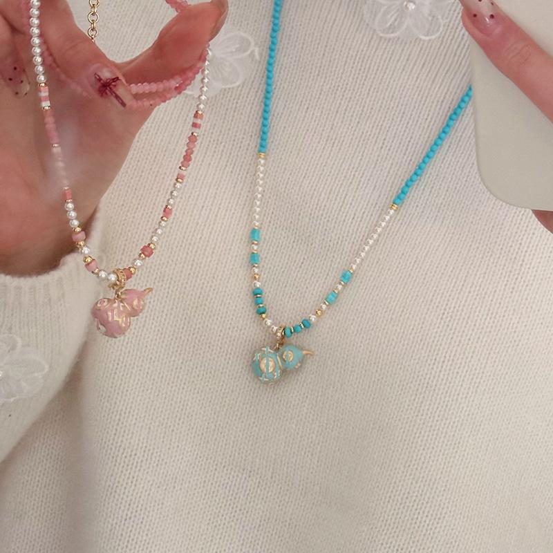 Chinese Vintage Enamel Tassel Beaded Necklace Premium Luxury Long Sweater Chain Fashion Elegant Jewelry
