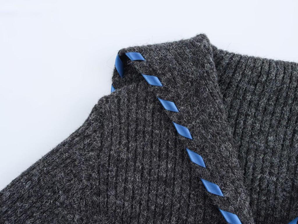 2024 Winter Women's Fashion Sailor Collar Handcrafted Knit Cardigan