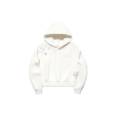 Sweat à capuche imprimé Li Ning Femme Sweatshirt Blanc cassé AWDT948-7