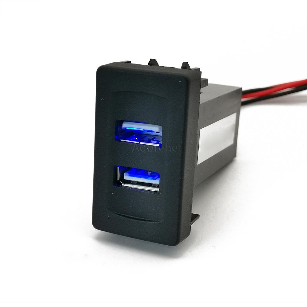 1PC Fit For VW Transport T4 Car Dual USB Charger Socket Blue Light Dual USB Port Power Charging Adapter
