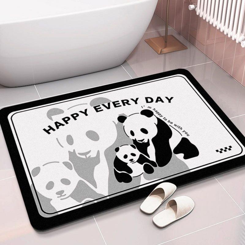 Cartoon Panda Diatom Mud Mat Bathroom Quick Drying Absorbent Non-slip Foot Mat Toilet Door Cushion Easy To Clean