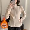 Women S Stand Collar Fleece Jacket Long Sleeve Slim Fit Warm Winter Coat