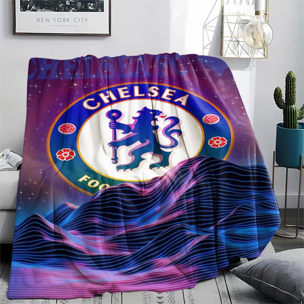 1Pc Chelsea-FC Logo Print Flannel Blanket High Quality Warm Comfortable Cover for All Seasons Perfect for Gifts Home Decor