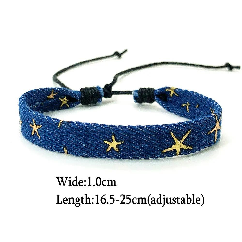 Simple Denim Woven Bracelet Stackable Star Denim Woven Bracelet Fashion Star Denim Bracelets