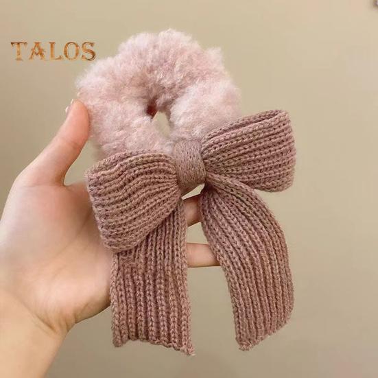 Bow Hair Rope Knit Bow Plush Hair Tie Elastic Hair Band Scrunchies Girls Ponytail Holder Hair Rope for Thick Thin Hair Accessories