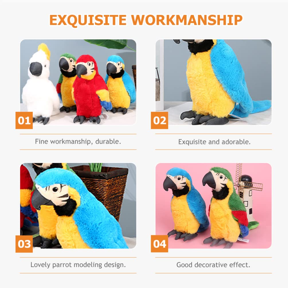 Zerodeko Fluffy Blue Parrot Plush Toy, Cute, Realistic Bird, Perfect for Kids, Christmas, or New Year's Gifts