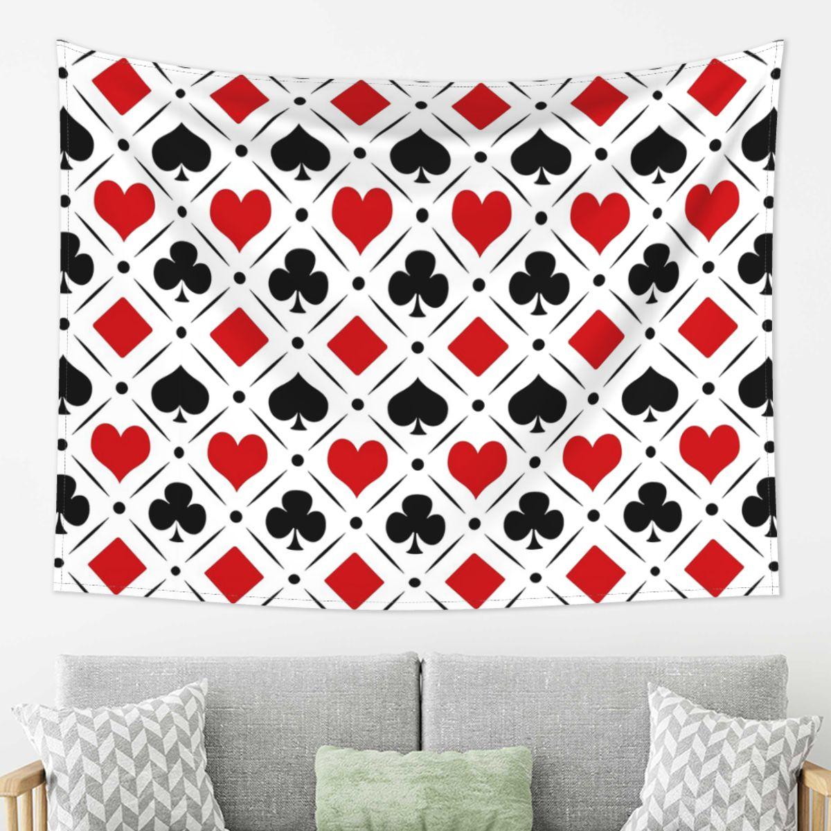 

Playing Card Suits Symbols Poker Tapestry Wall Hanging Aesthetic Home Decoration Tapestries for Dorm Room 74x94cm(29x37in)