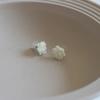 _EE27 White Formica 925 Silver Mini Flower Wedding Earrings