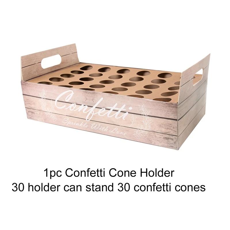 Kraft Paper Wedding Confetti Cone Holder Support Wedding Party Decor Supplies Confetti Cones Stand Box Tray Wedding Paper Cone