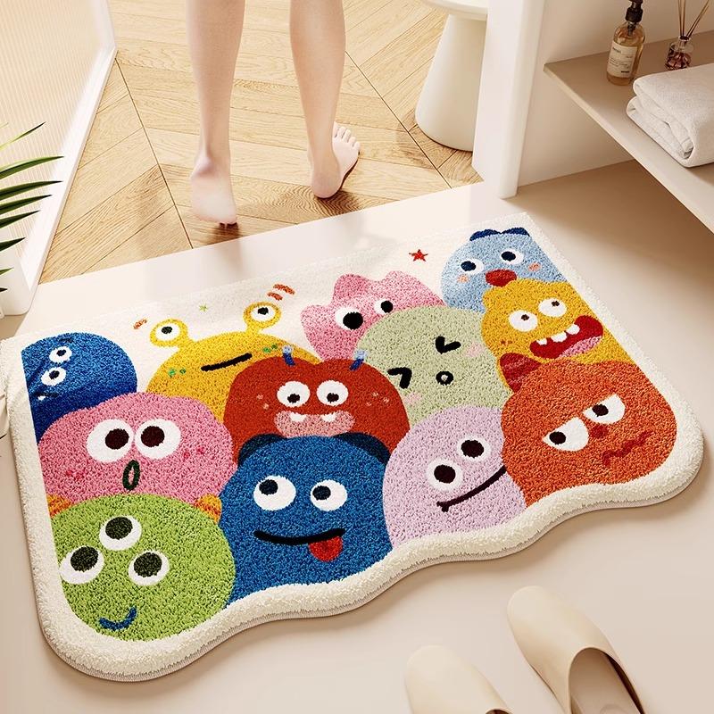 Cream wind imitation cashmere toilet floor mat bathroom absorbent mat toilet toilet quick drying door non-slip foot pad