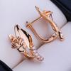 LSOOYH Clip Ohrringe Rose Gold Farbe Mode Rose Blume Ohrring Für Frauen Zirkonia Creolen Schmuck