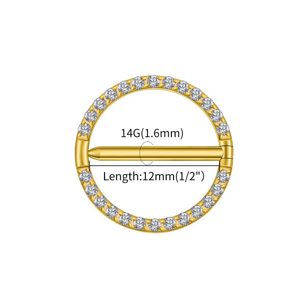Δεξιά Μεγάλο Τιτάνιο ASTM F136 14G Κυκλικό CZ Clicker Ασπίδα Θηλής Κοσμήματα Στρογγυλό Δαχτυλίδι Θηλής Μπάρα Piercing για Γυναίκες Κορίτσια
