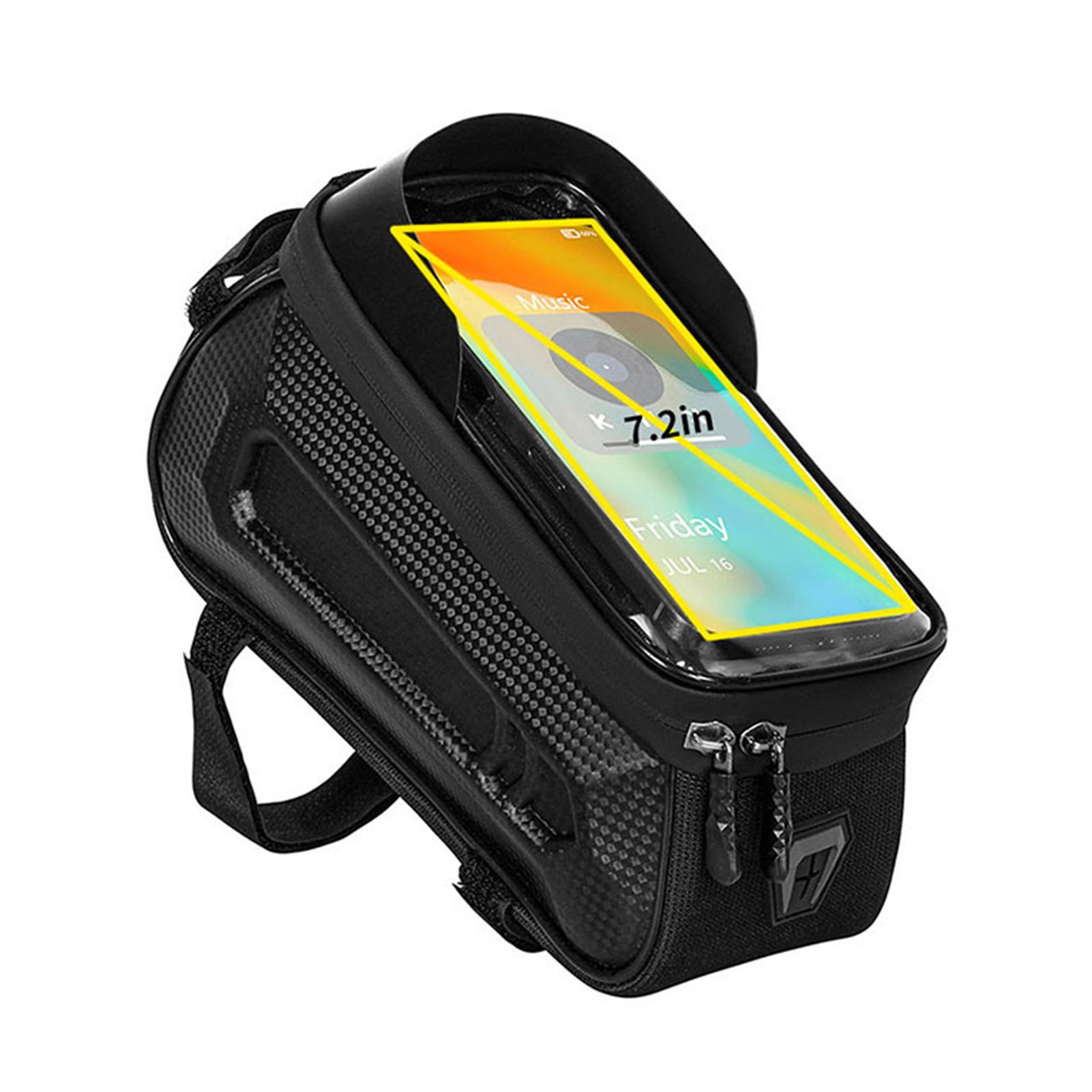 

Сумка на раму велосипеда с жестким корпусом, сенсорным экраном и солнцезащитным козырьком, портативная установка, водонепроницаемая сумка на верхнюю трубу рамы для езды чёрный