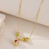 Copper plated real gold sweet exquisite sweet cool wind enamel oil drop pomegranate flower collarbone chain women's high sense summer necklace