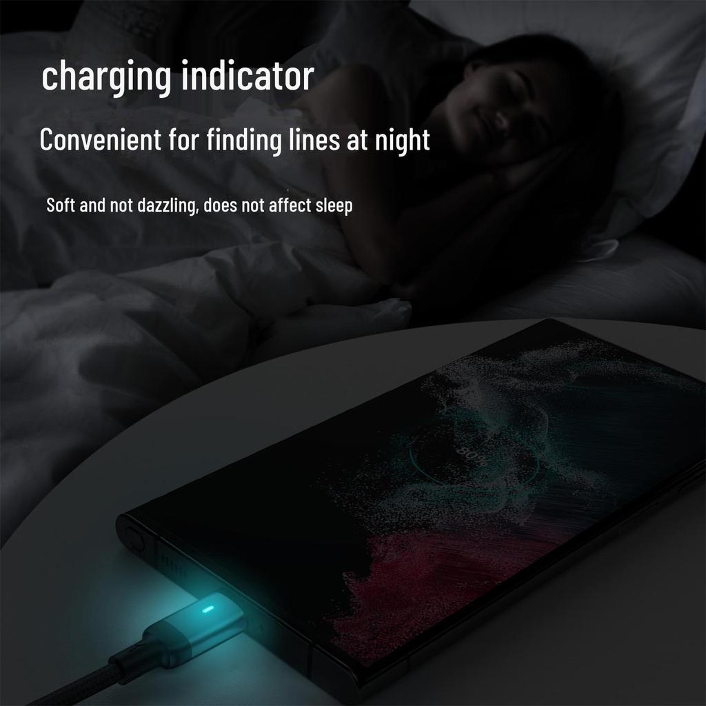 3A Fast Charging Type-C Cable with Indicator Light for Apple and Android Devices