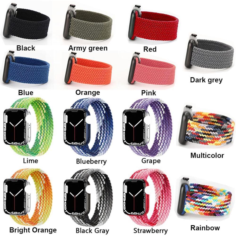 Elastic Braided Solo Loop Nylon Strap for Smart Watch Band Series 7 8 Ultra SE 6 49/45/41/44/40/38/42mm Series 3 4 Soft Nylon Breathable Belt Bracelet