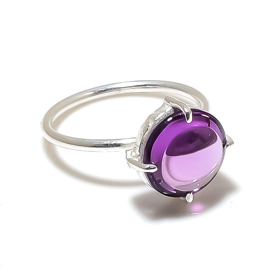 Amethyst Gemstone Handmade 925 Sterling Silver Jewelry Ring Size Adjustable GK-5519