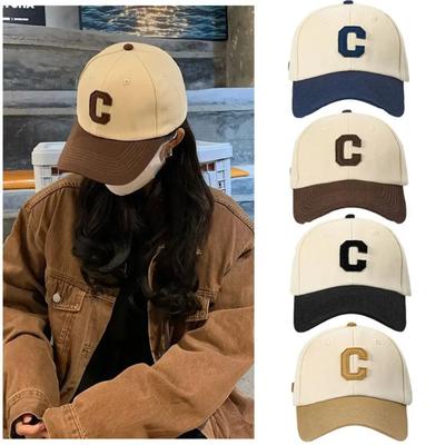 Baseballkappe für Damen und Herren Hut Mode Buchstaben C Patch Hut Sommer Sonnenblenden Kappen Colorblock-Design für Freizeitkleidung