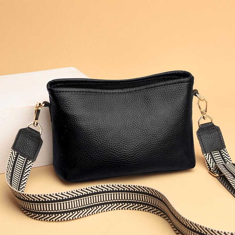 Bag Generation Women'S Fashionable Versatile Simple Messenger Bag Wide Shoulder Strap Soft Leather Small Square Bag