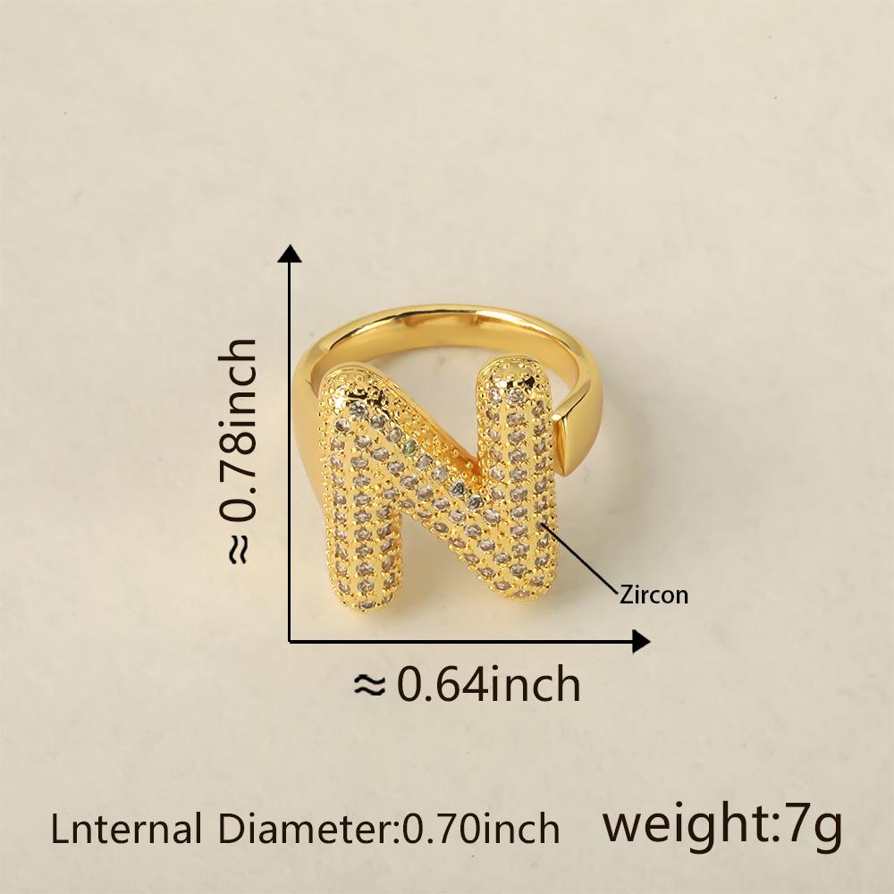 26 Letter Open-Ended Zircon Ring INS Minimalist Series Gift For Friends