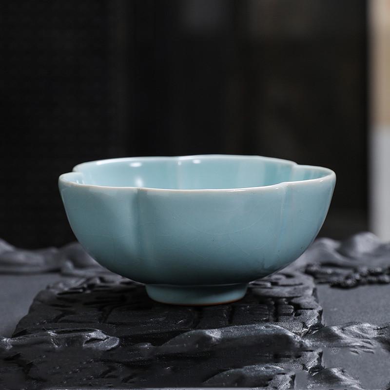 Chinese Tradition Ru Kiln Ceramic Tea Cup Handmade Ice Crack Teacup Household Tea Bowl Travel Personal Master Cup Tea Set