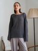 "2025 Spring/Summer Women's Sheer Knit Sweater: European and American Style, Trumpet Sleeves, Round Neck"