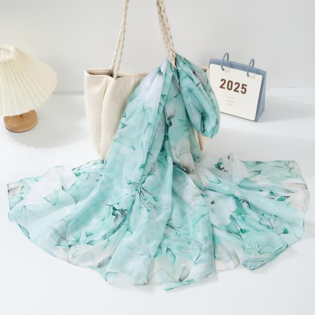 New Silk Scarf Female Fashion Beach Pashmina Bufanda Folral Women Shawl Wraps Bandana Ladies Scarves Large Foulard big Echarpe