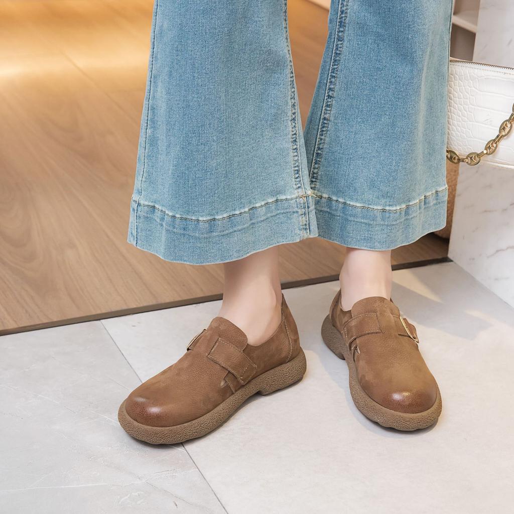 Genuine leather women's spring new cowhide retro soft-soled maternity shoes, not tired feet single shoes