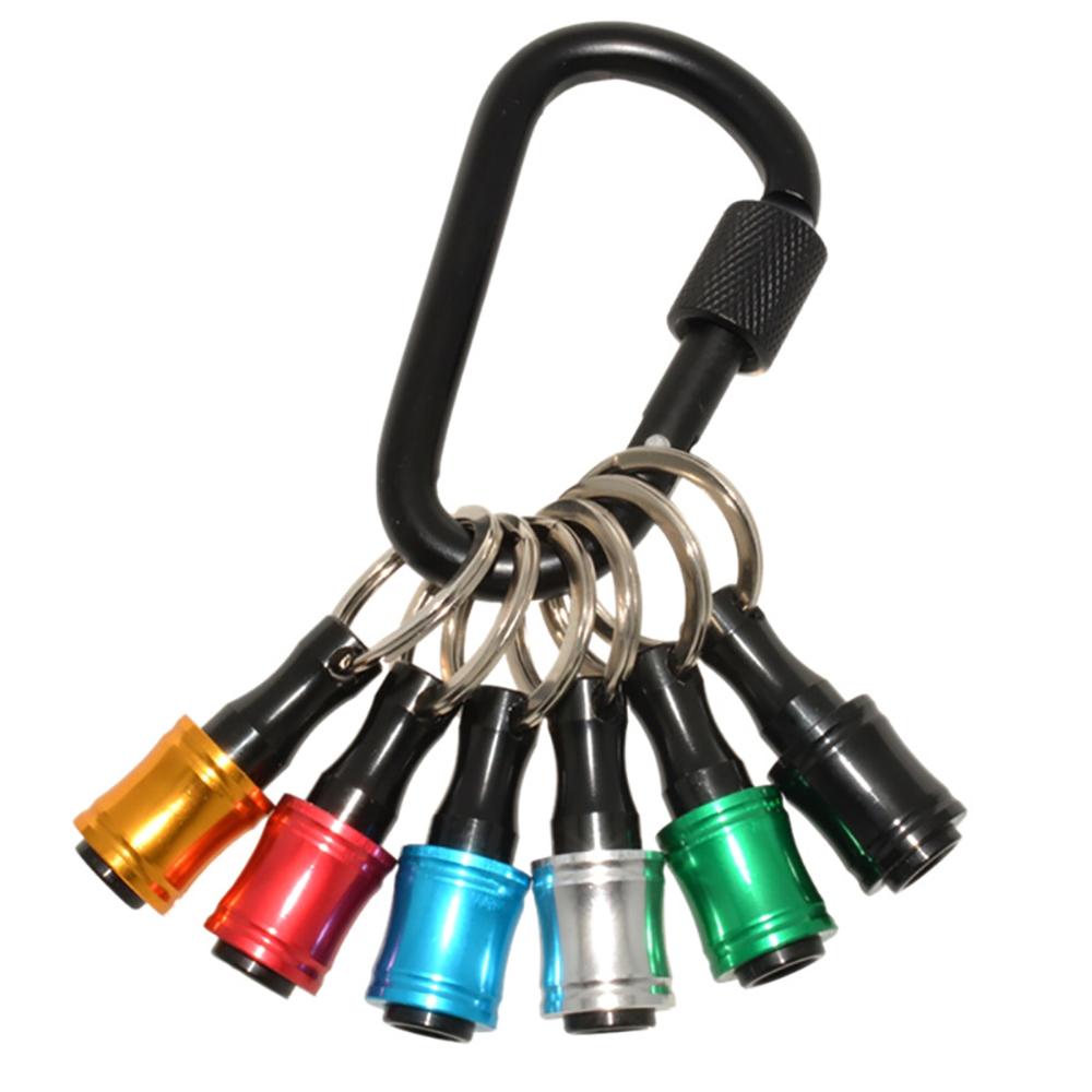 6Pcs 1/4" Hex Shank Quick Release Keychain Screwdriver Drill Bit Holder Socket