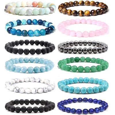 Bracelet de pierres précieuses de haute qualité 8mm pour femmes hommes Pulseras Para Mujer Bracelet en cristal Bracelet de perles en pierre naturelle