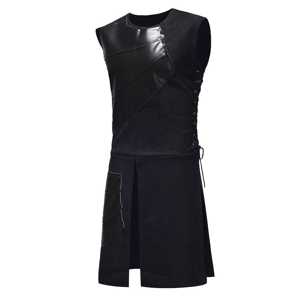  MenTops Party  Leather Vest Laced Up Sleeveless Cosplay Custome Blouse