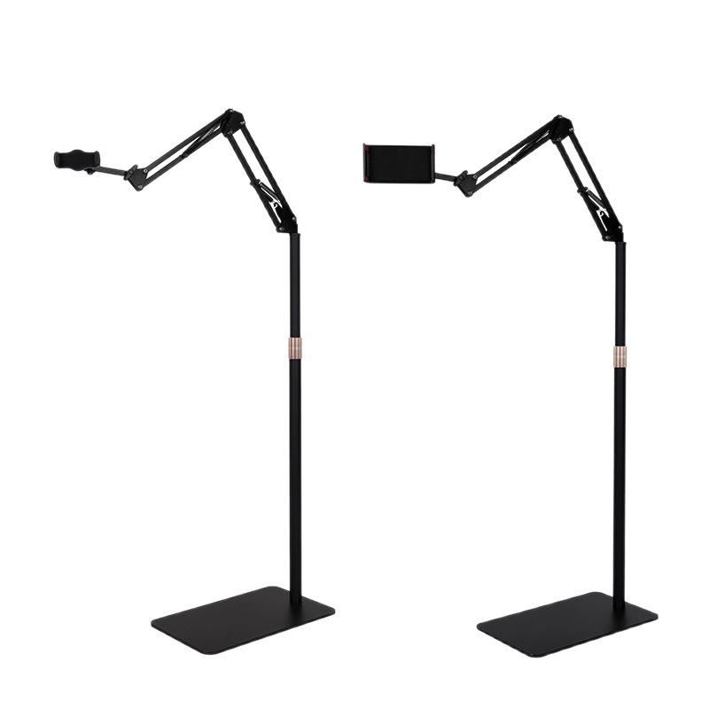 Height-Adjustable Floor Tablet & Phone Stand with Cross-Bed Headboard Mount for Live Streaming