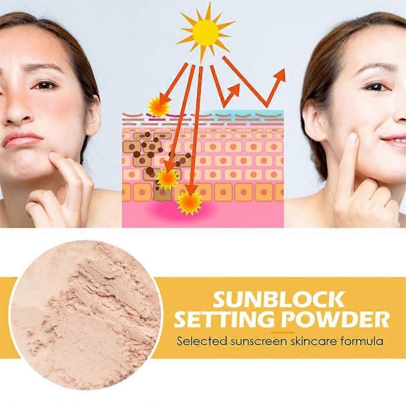 2X New Sunscreen Setting Powder, Spf 50 Pa++, Mineral Sunscreen Brush Powder, Oil Control Natural Matte Finish, Long Lasting Lightweight Breathable