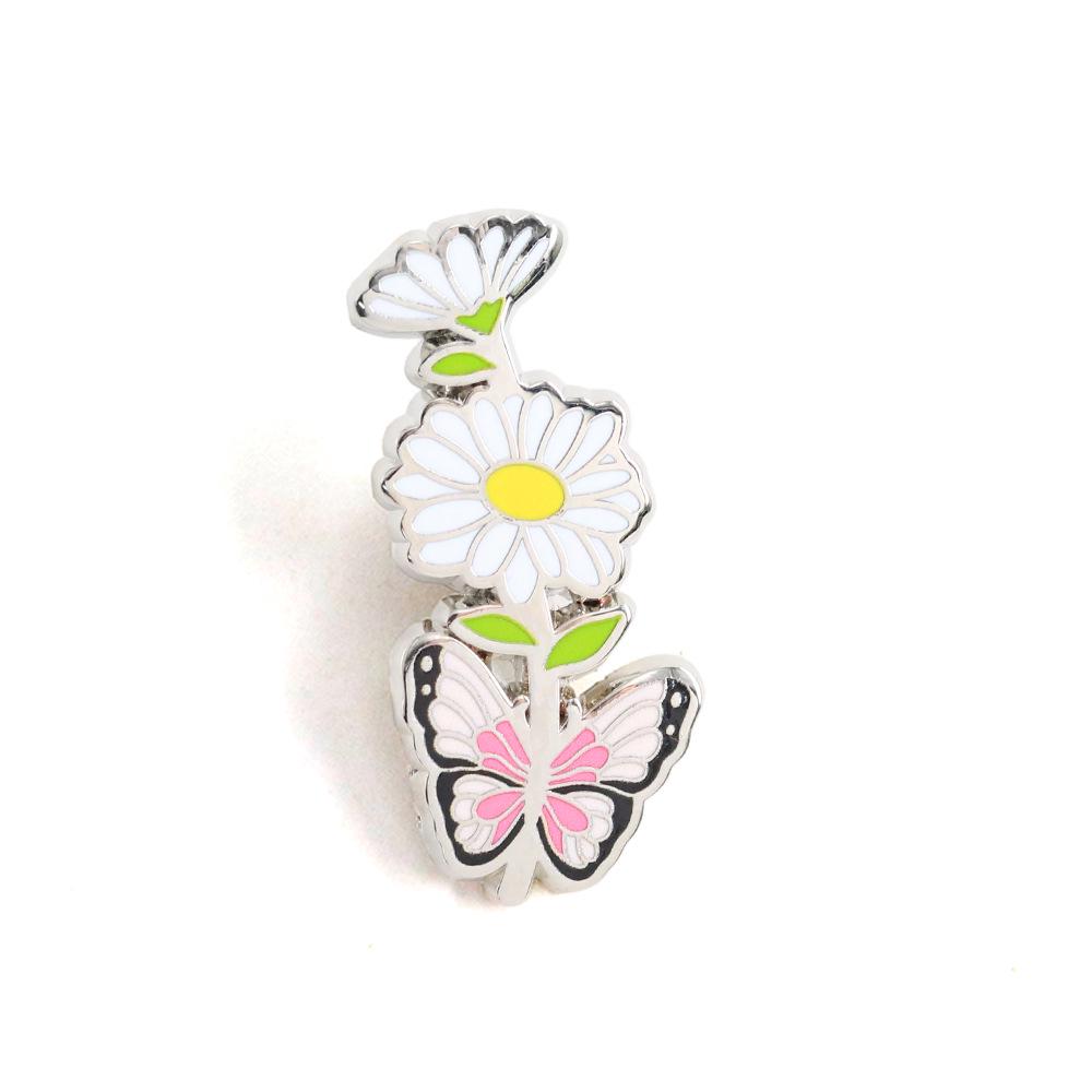 Daisy Butterfly Brooch: Artistic Flower & Butterfly Badge for Women s Fashion