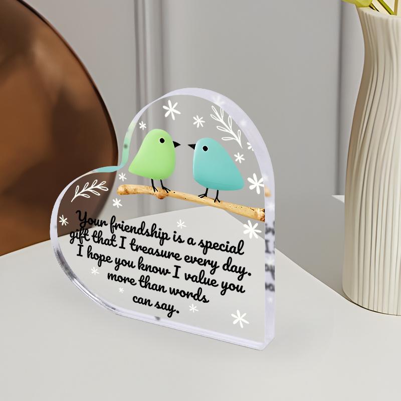 Friendship Gift | 'Your Friendship Is A Special Gift' Acrylic Decorative Sign & Plaque, Cute Bird Design, Snowflake Design, Multipurpose Tabletop Dis
