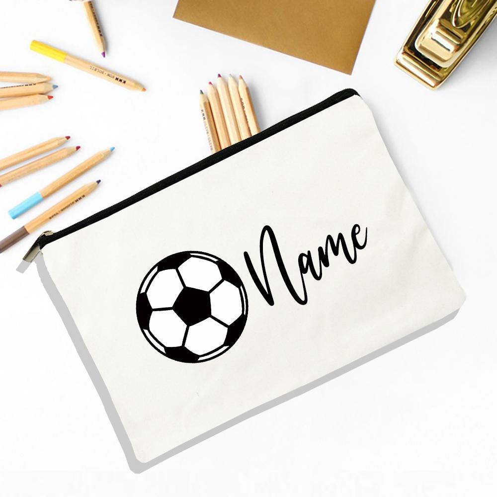 Personalised Football Pencil Bag Custom Name Pencil Case School Stationery Supplies Storage Bags Christmas Birthday Gift for Kid