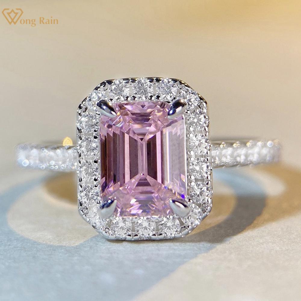 

Wong Rain Классический Твердый Стерлингового Серебра 925 Изумрудной Огранки 2CT AAAAA Циркон Драгоценный Камень Свадьба Помолвка Ювелирные Изделия Простое Кольцо Для Женщин US 6 белый