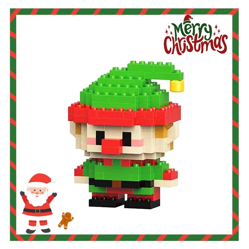 Weihnachtsgeschenke Baustein-Serie Weihnachtsmann Rentier Puzzle Zusammenbau Steine Tischdekoration Spielzeug für Kind Weihnachtsgeschenk