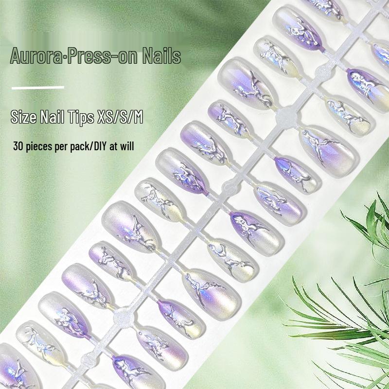 

Y2K Millennial Futuristic Almond Press-On Nails in Aurora Blue-Purple YM206 Aurora Blue-Purple [XS/S/M]