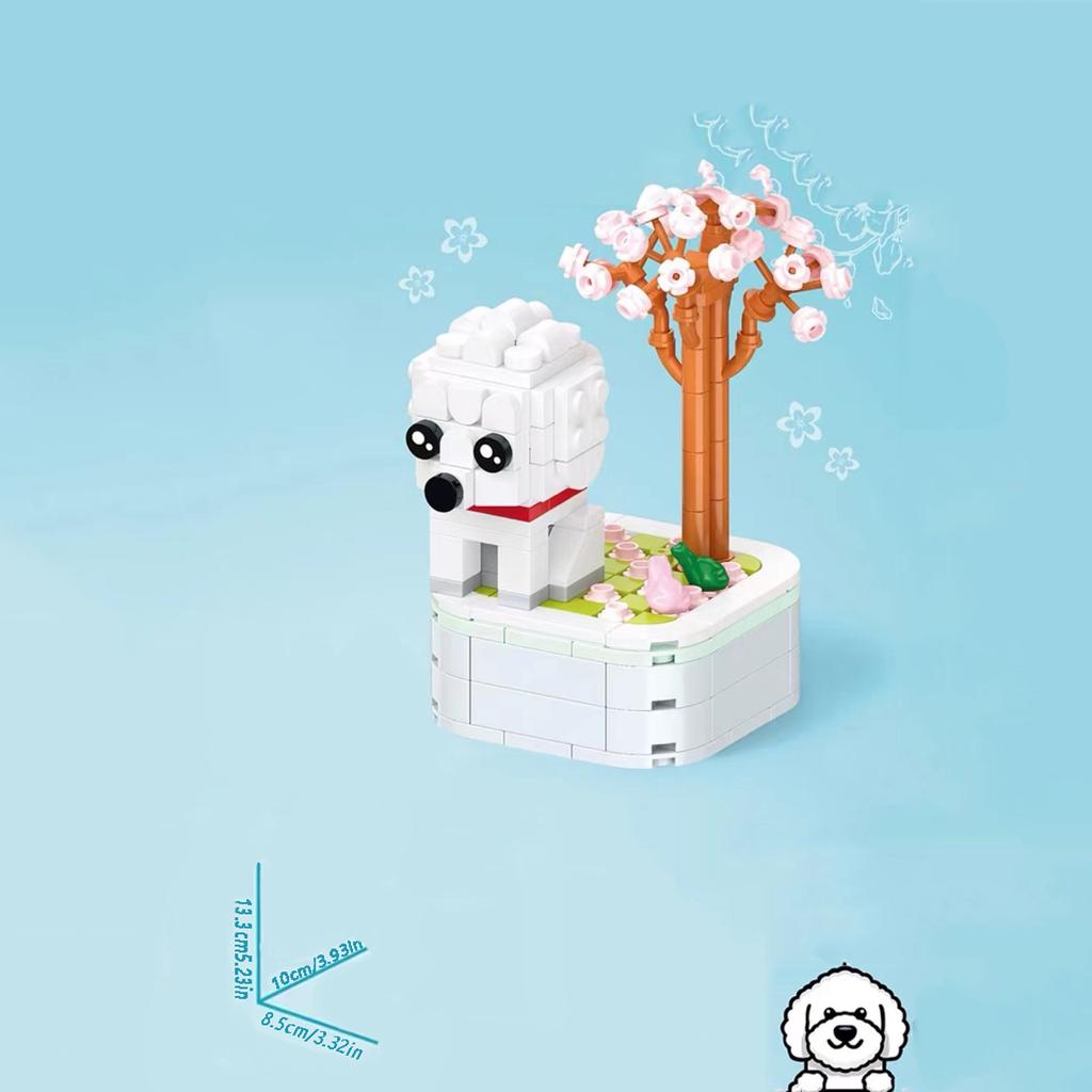 Pet Dog Series Potted Poodle Cute Dog Chihuahua Decoration Shepherd Dog Block Flower Puzzle Toy, Giftuzzle Toy, Gift for Friends