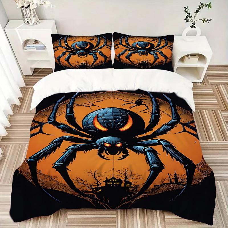 3pcs Spider Web Duvet Cover Set - Includes 1 Duvet Cover and 2 Pillowcases, No Quilt Core, All-Season Home Decor Yy251111025