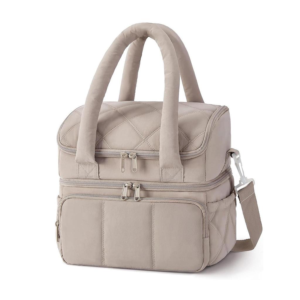 Borsa Termica Doppia Strato Imbottita Trapuntata da Donna per Lavoro Pendolarismo Bento