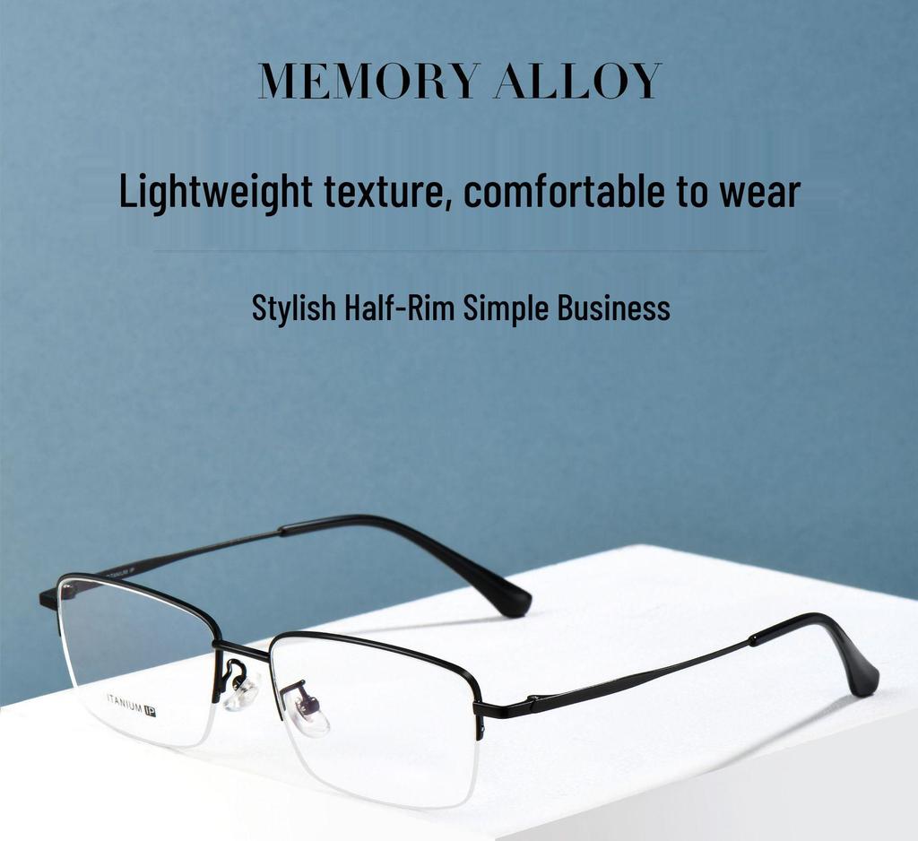 Ultra-light Men's Half-Frame Titanium Business Glasses