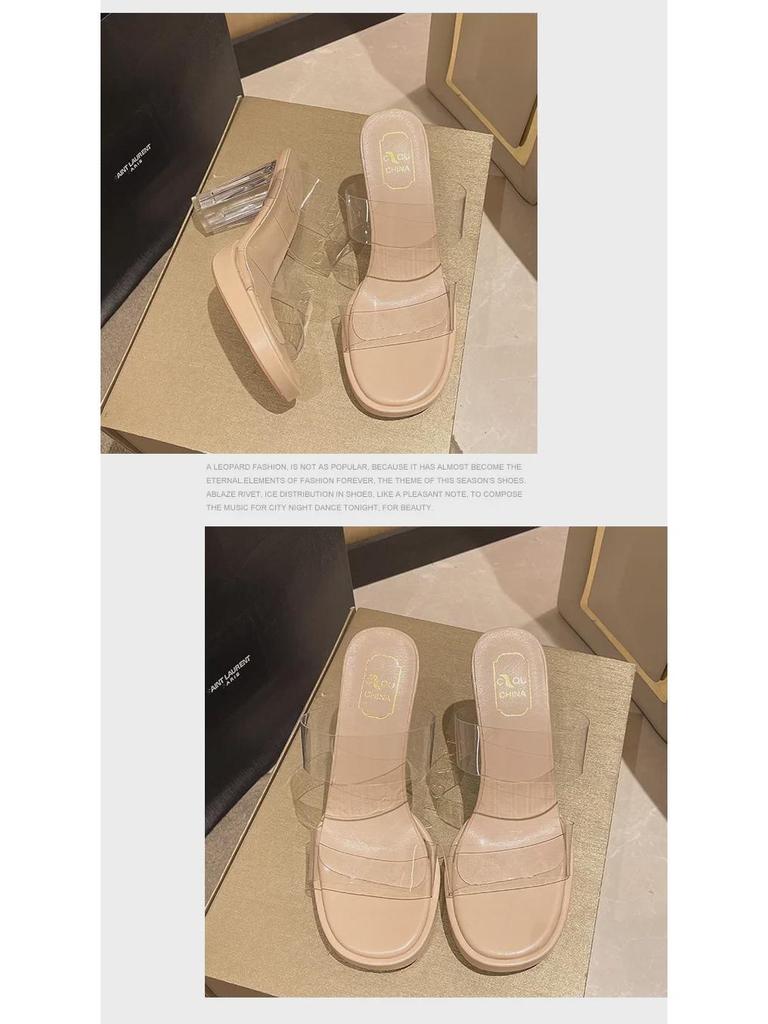 Women's High Heel Sandals: 2024 Summer Crystal Design – Lightweight, Transparent for Outdoor Wear