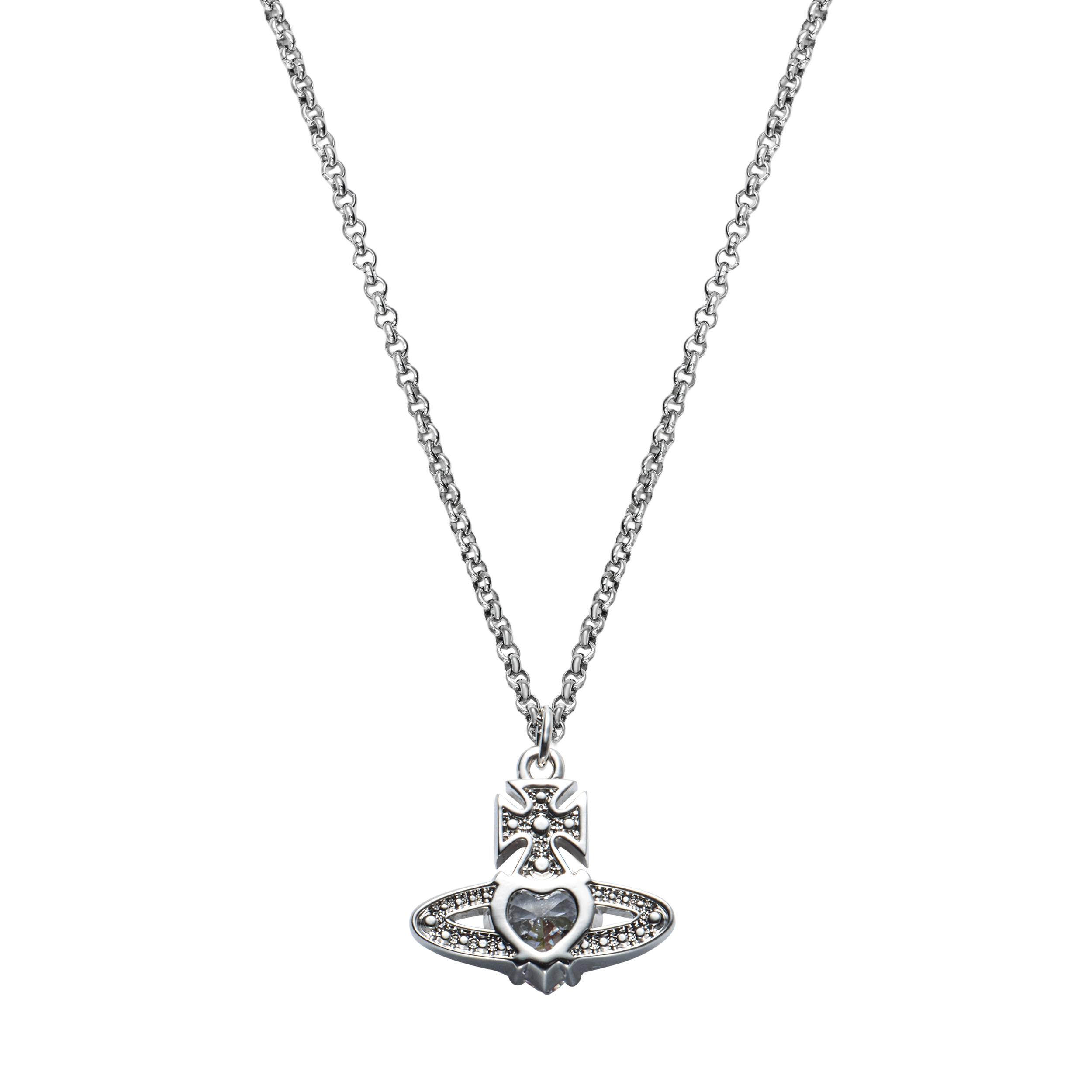 Vivienne Westwood Ariella Heart Diamond Brass Necklace Women necklace Silver ARIELLA Box