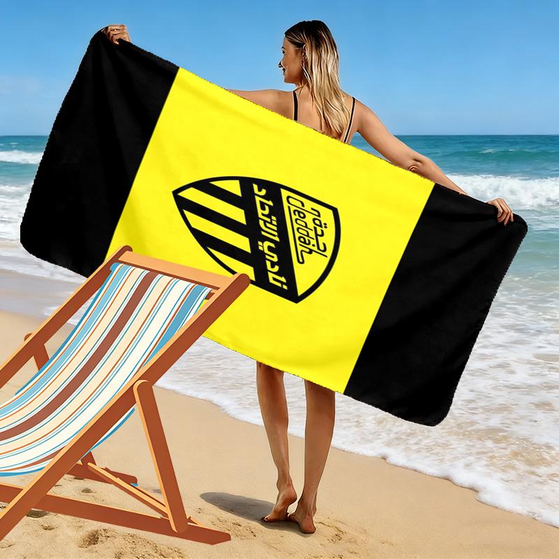 Al-Ittihad Club Logo Print Beach Towel, Large Soft Quick Dry Towel for Beach Camping Swimming