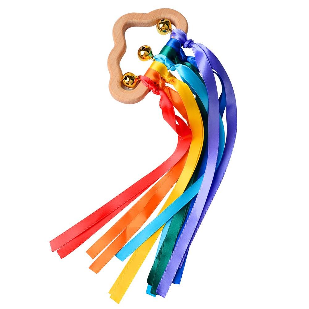 Kids 2Pcs Outdoor Toy Montessori Style Sensory Toy Running Dance Ribbon Ring Bpa-Free Newborn Upwards Develop Colour Recognition