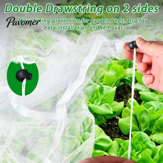 Outdoor Plant Safety Barrier Garden Netting for Raised Bed, Fine Mesh Cover with Drawstring, Breathable Greenhouse Bird Insect Vegetables Seedlings